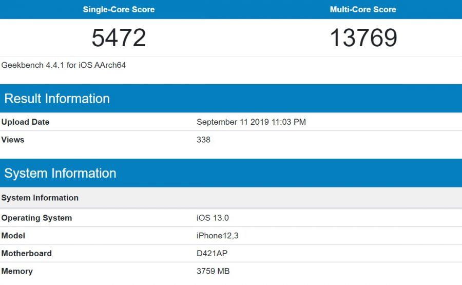 Apple A13 Bionic Geekbench