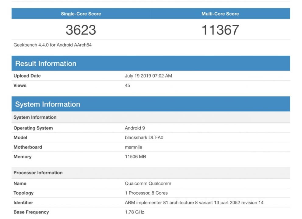 Snapdragon 855 Plus Geekbench